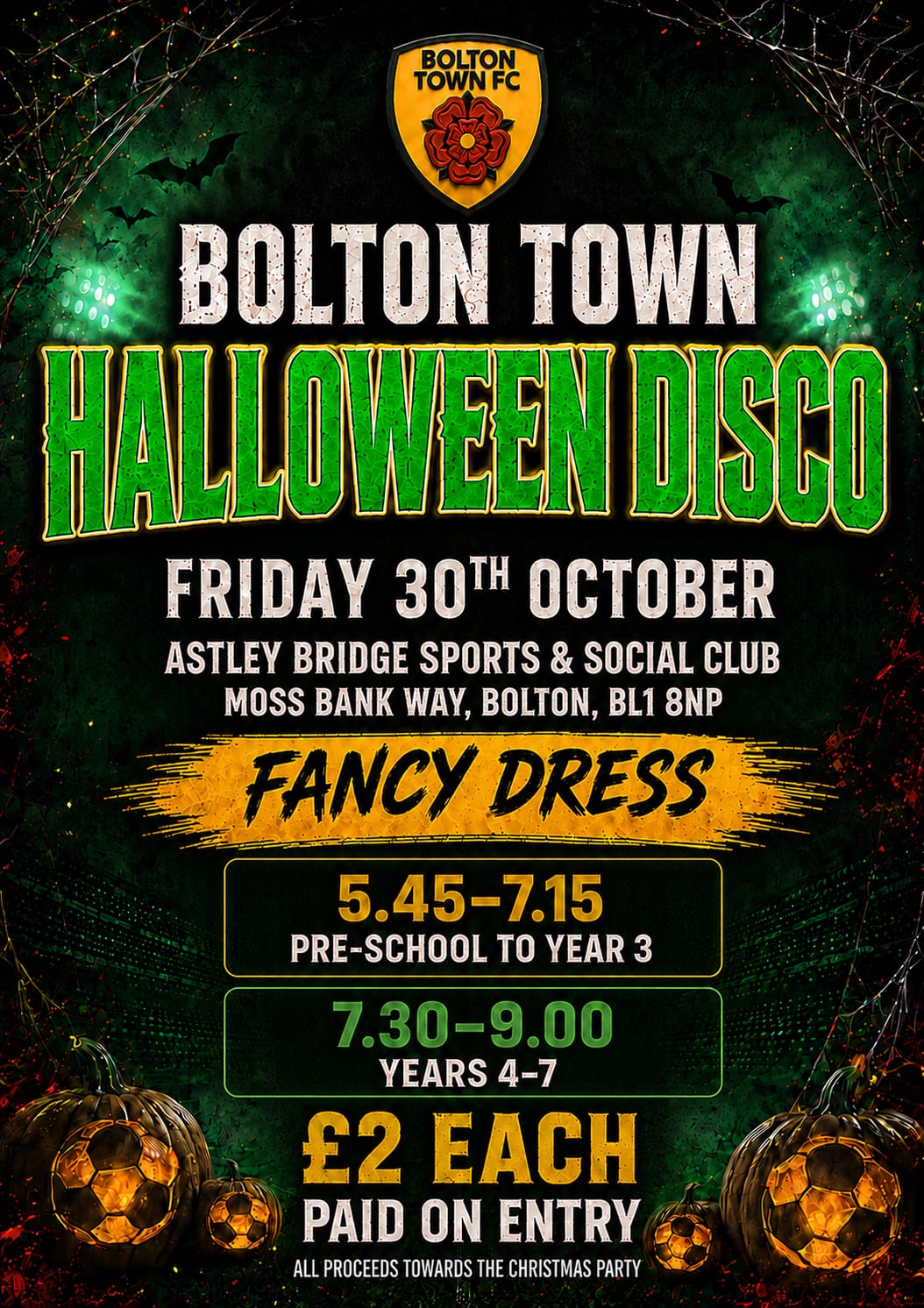 Bolton Town FC Halloween Disco poster
