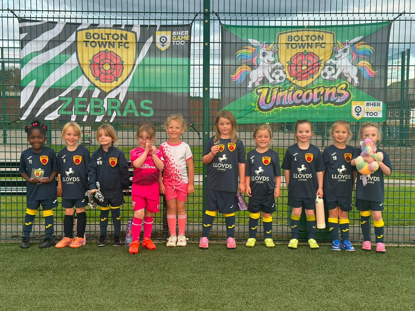 Bolton Town Zebras and Unicorns squads