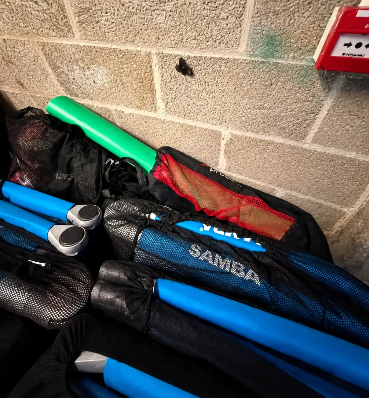 Bolton Town banner stored with the matchday equipment