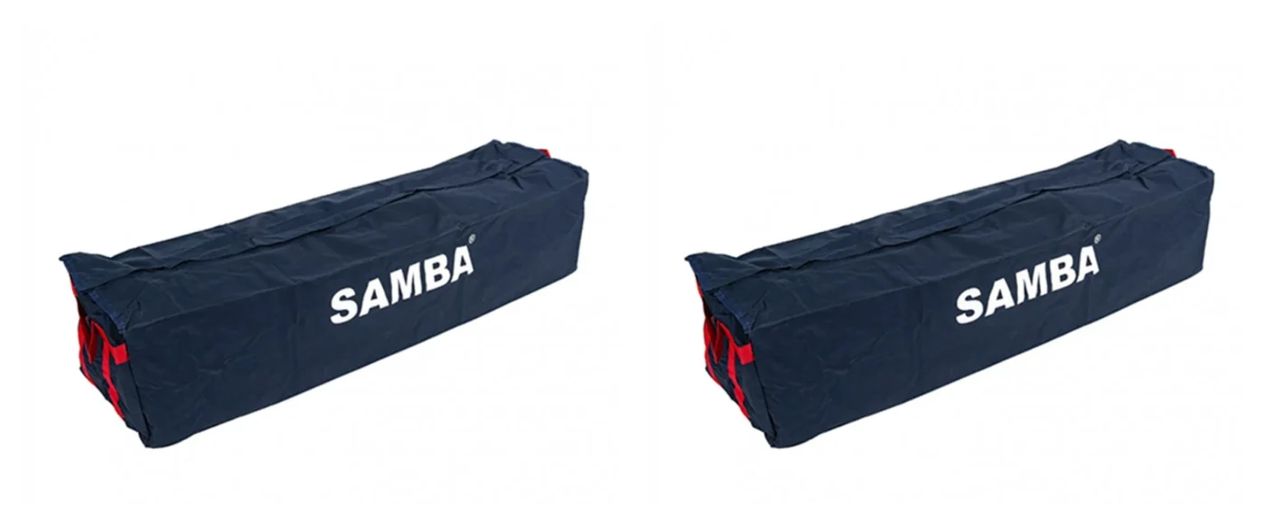 Two Samba goal bags, showing that each pitch needs two bags for two goals
