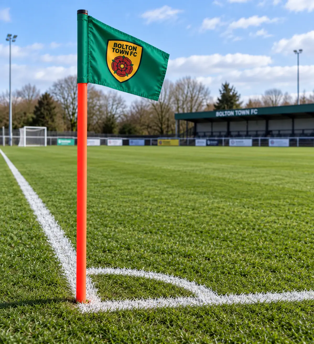 Full-size grass pitch corner flag