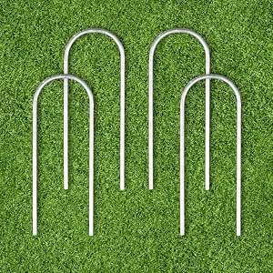 Horseshoe pegs used to secure Samba goals