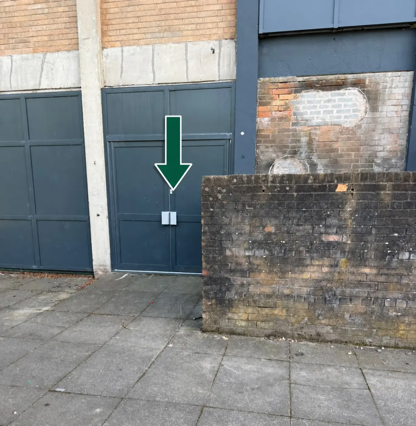 Close view of the storeroom double doors and central lock